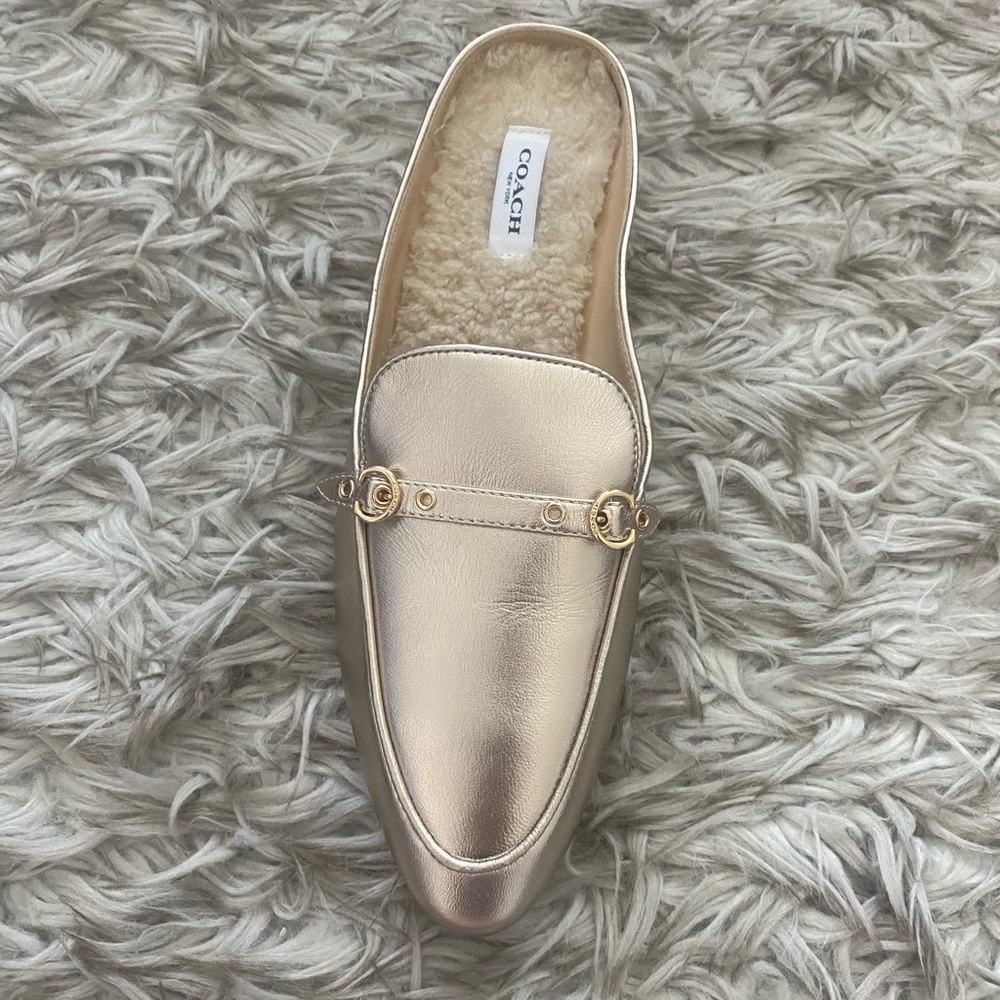 NWT Coach Metallic Shearling Loafers - Picture 9 of 10
